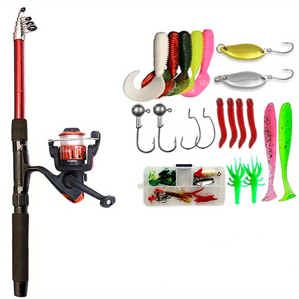 Fishing Rod And Reel Telescopic Kids Fishing Combo Rod And Reel Portable  Fishing Gear Set With Fishing Line Carry Bag For Women