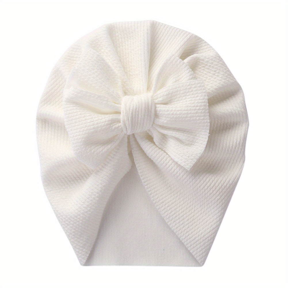 1pc Baby Girls' Stretchy Bow Detail Beanie Hat - Soft Breathable Knit Adjustable Snug Fit for Toddlers, Pastel Pink & Beige, Spring/Fall Casual & New Year Occasions, Toddler Hat, Spring Toddler Wear, Autumn Toddler Accessory, Minimalist Toddler Style, Comfortable Babywear, Infant Headwear, Lightweight Material, Infant Cap, Kids Fashion