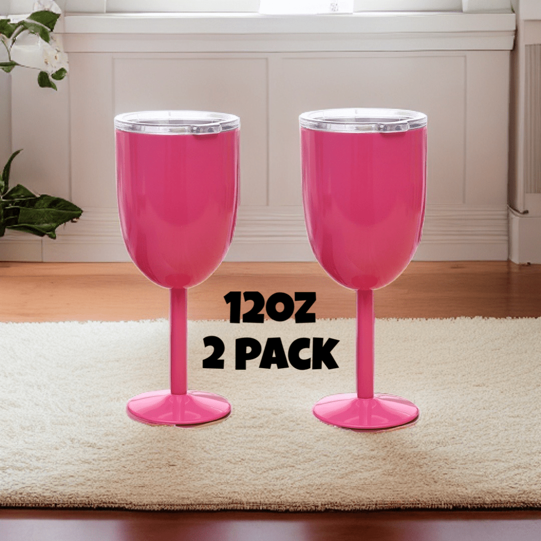 Pack of 6] Stainless Steel Wine Tumbler Bulk with Lid, Insulated 12 oz Pink