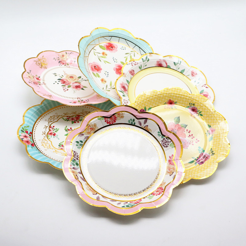 Vintage floral paper outlet plates