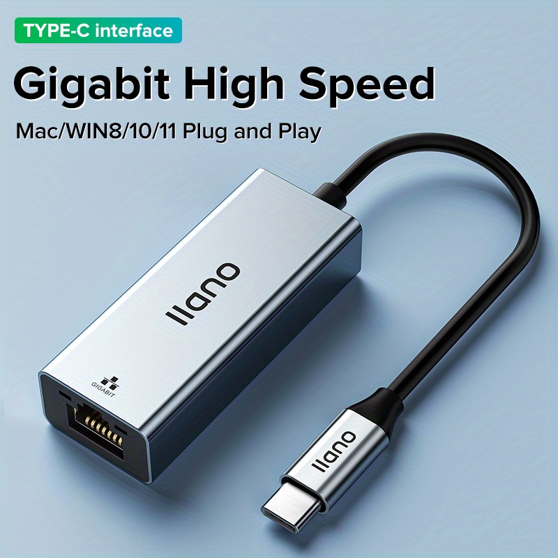 LLANO USB-C/Type-C To RJ45 Ethernet Interface Converter Gigabit Cable  Network Card Adapted To PC/PS5/Switch