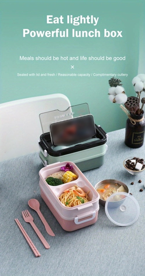 Stainless Steel Lunch Box, Large-capacity Double-layer Insulated Lunch Box  With Cutlery, For Teenagers And Workers At School, Classroom, Canteen, Back  To School, Portable Lunch Box, Home Kitchen Supplies - Temu