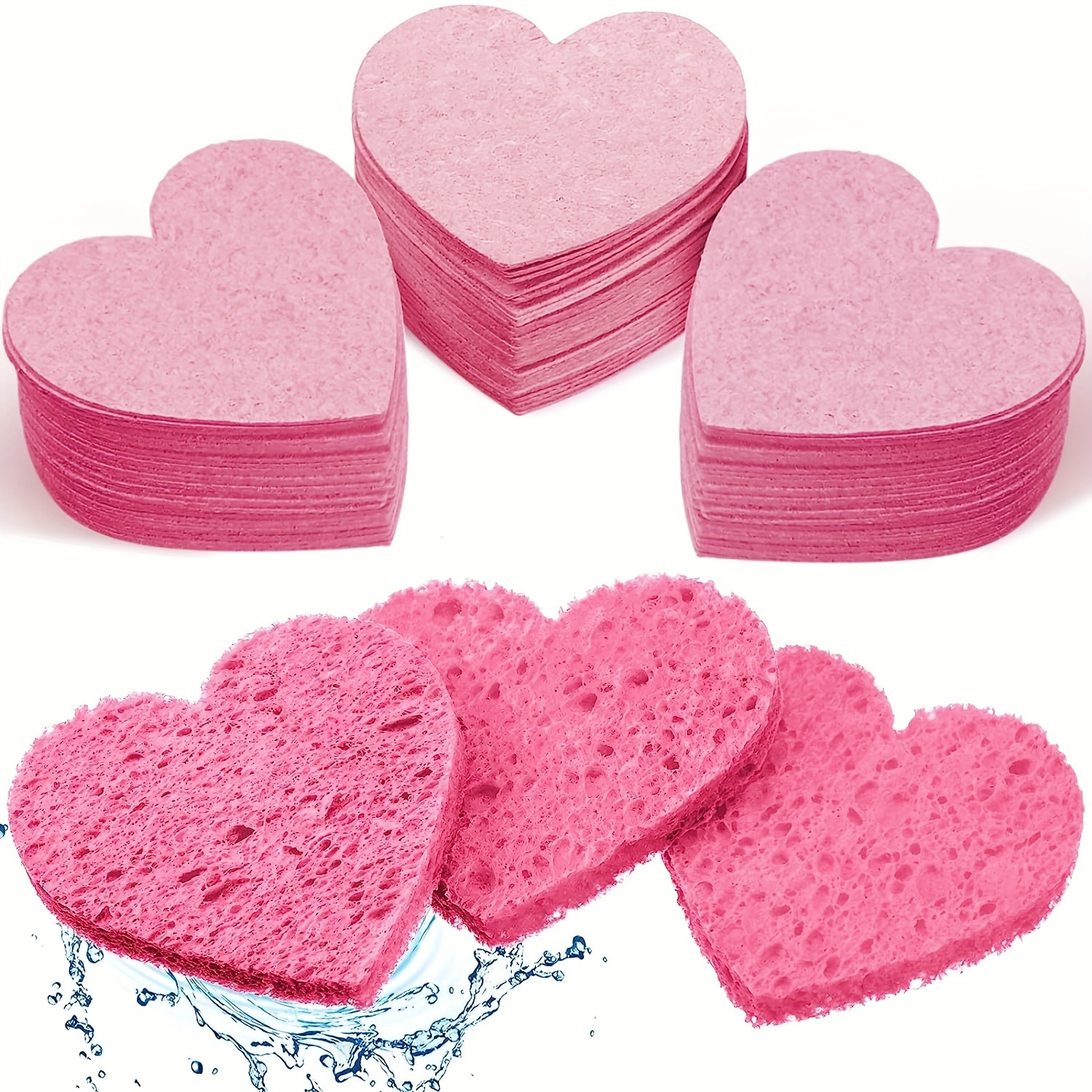 Heart-Shaped Facial Sponges - Natural Cellulose Sponge For Gentle  Exfoliation And Makeup Removal
