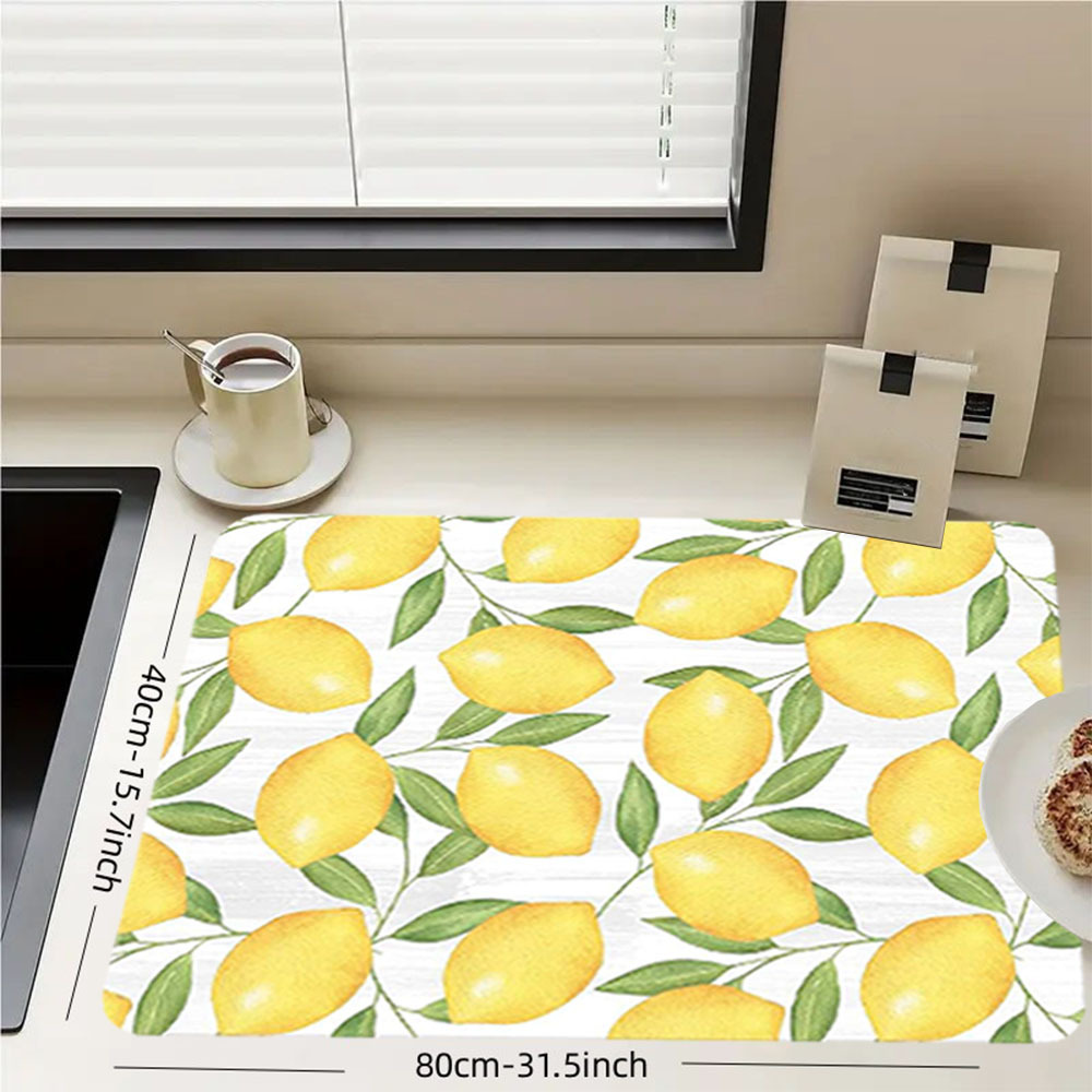 Rubber Dish Drying Mat Lemon Small Fresh Style Washstand Drain Mat