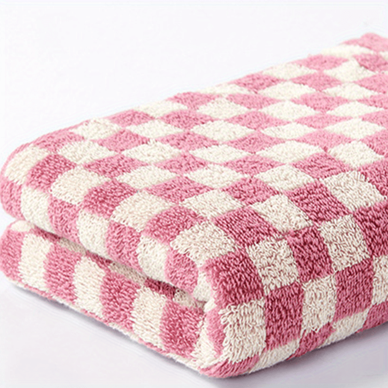 5pcs Plaid Pattern Hand Towel Cotton Soft Face Towel Absorbent Hand Towel