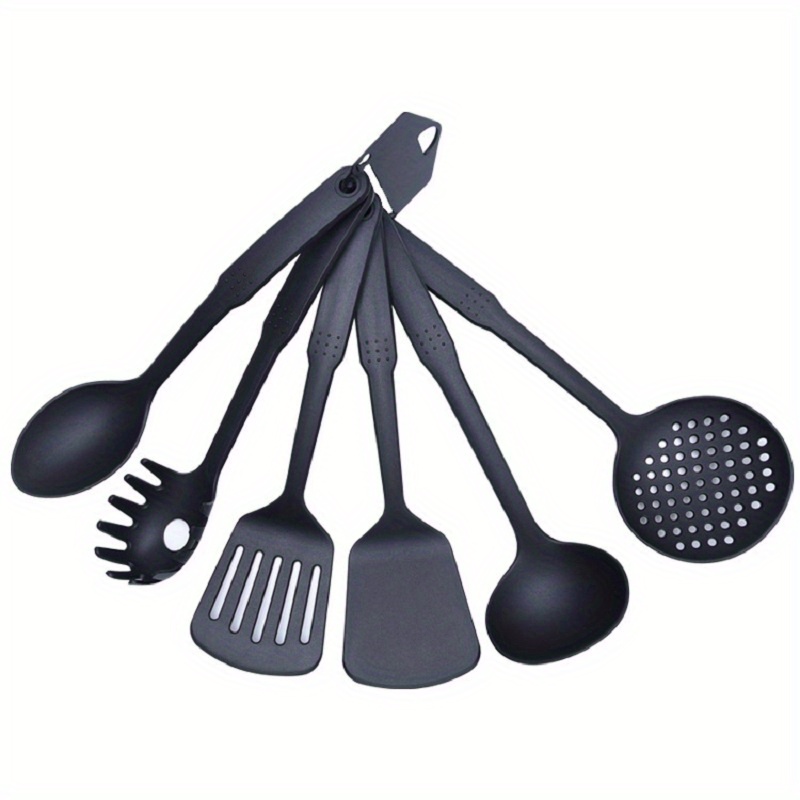 6Pcs Nylon Kitchen Utensils Multifunction Black Shovel Spoon Soup