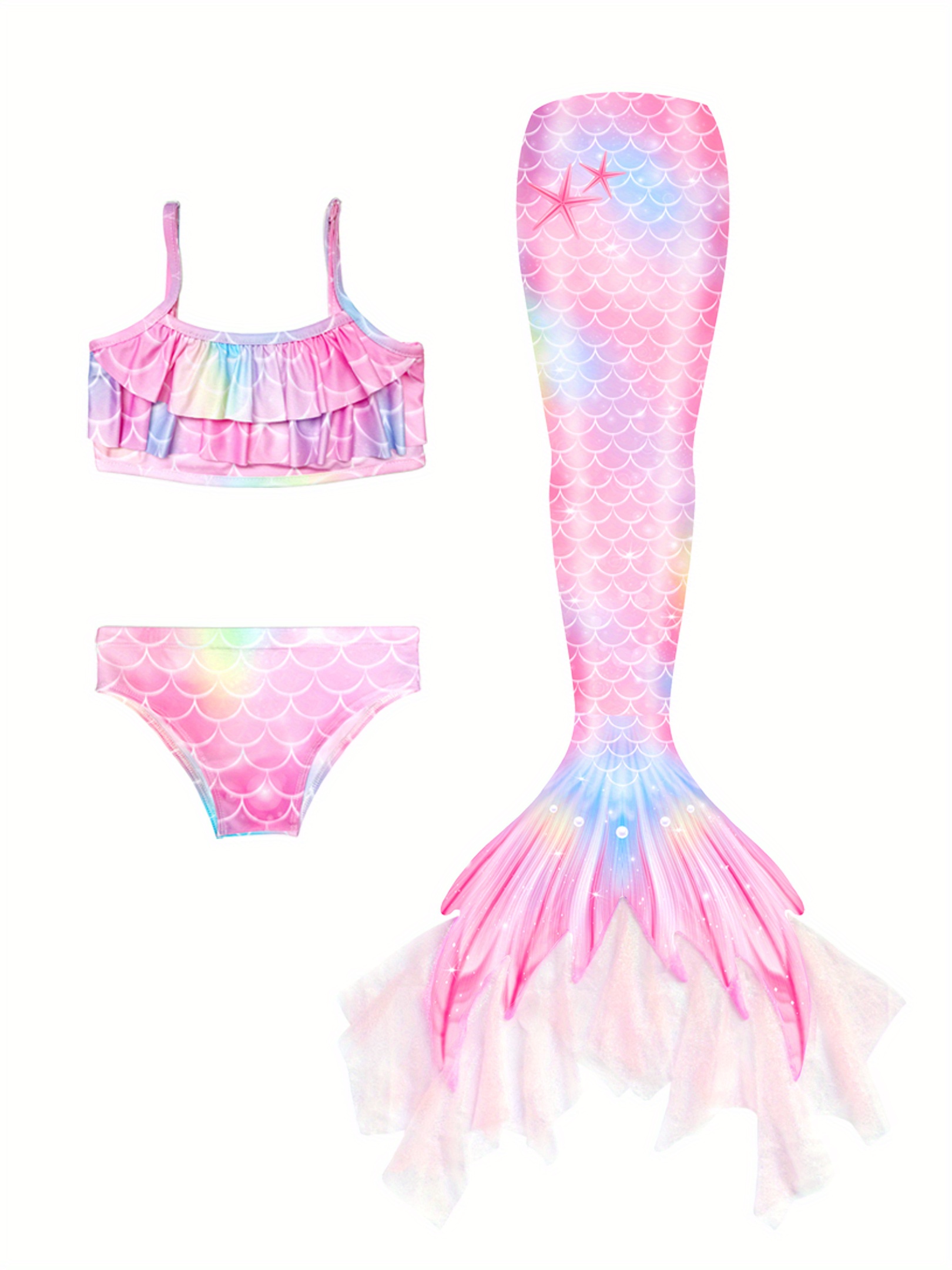 Girls Bikini Swimsuit Mermaid Tails Swimming Princess - Temu