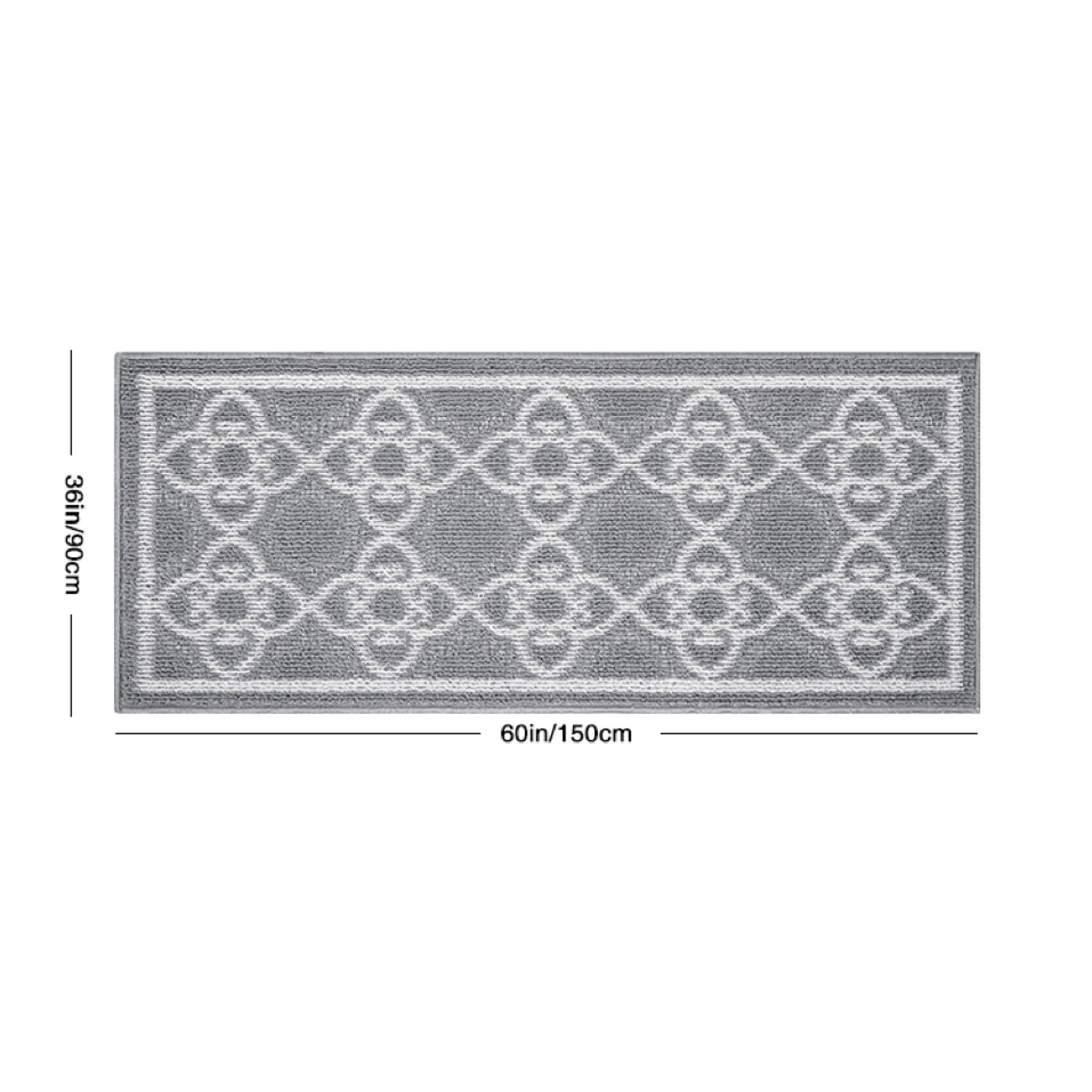 Grey Trellis Non Slip Kitchen Mats & Runners 