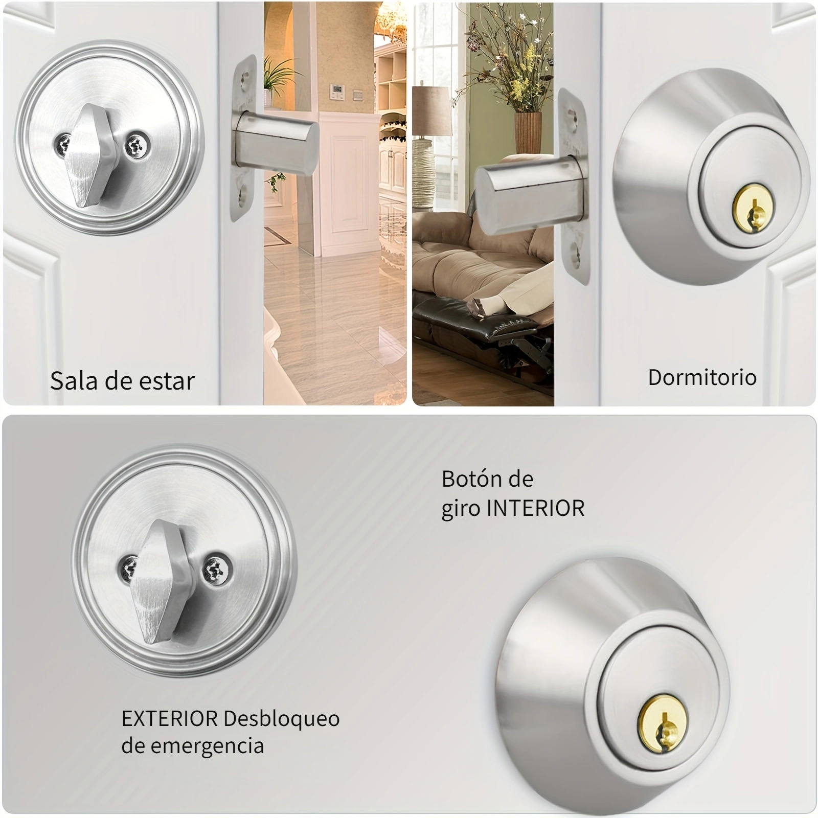 Cerrojo de seguridad de un solo cilindro para puerta exterior con llave,  cerradura de perno muerto para puertas interiores, cerradura de puerta para