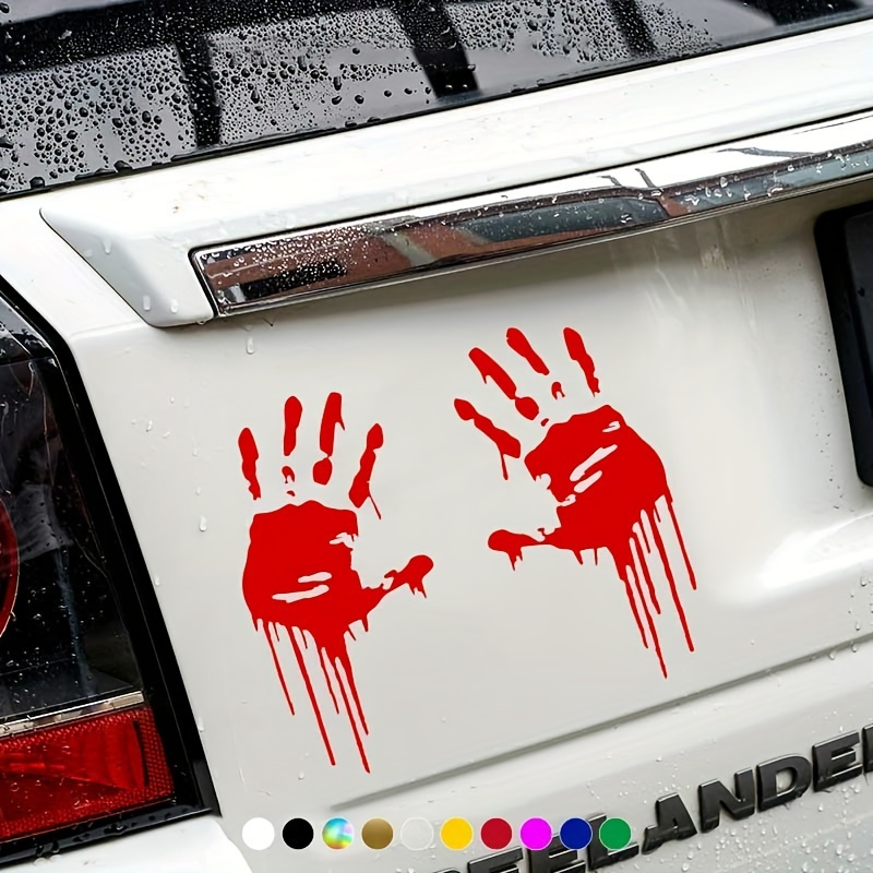 Zombie Bloody Hand Print Creative Motorcycle Reflective - Temu