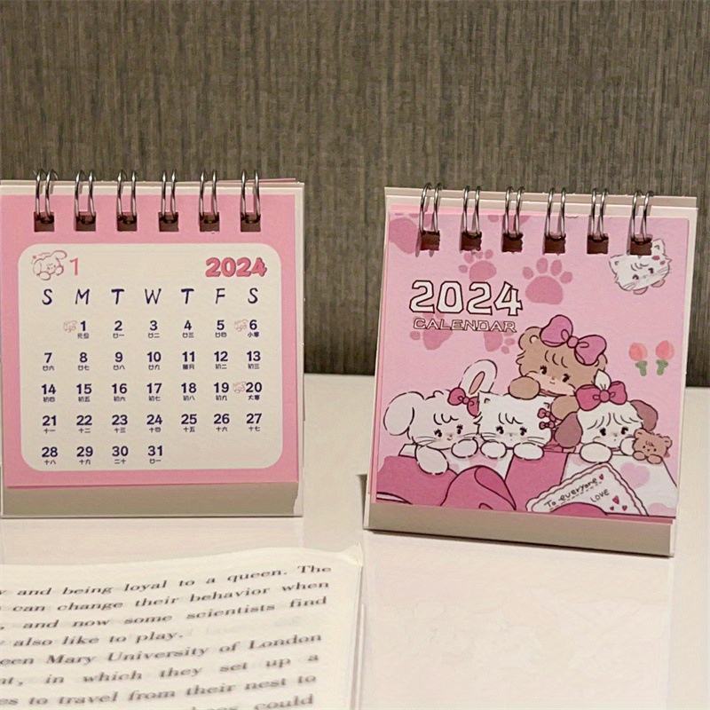 2024 Cute Desk Calendar New Calendar Cartoon Kitten High - Temu
