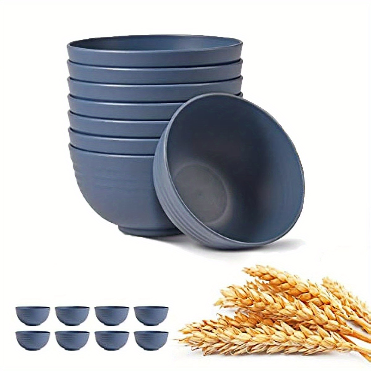 Wrova Wheat Straw Bowl Sets,8 PCS Unbreakable Cereal