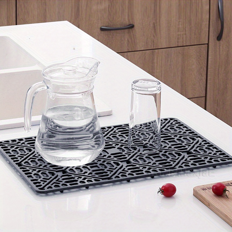 2pcs Kitchen Sink Mats With Holes Non-slip Rubber Drain Pad Glass