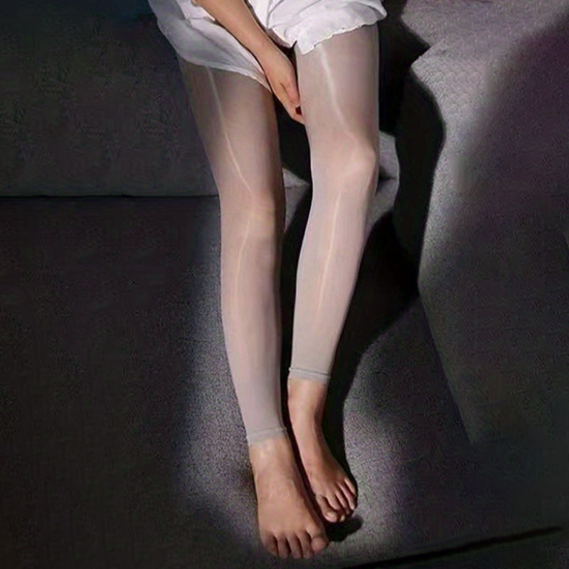 Solid Slim Footless Pantyhose High Waist Semi sheer - Temu Canada
