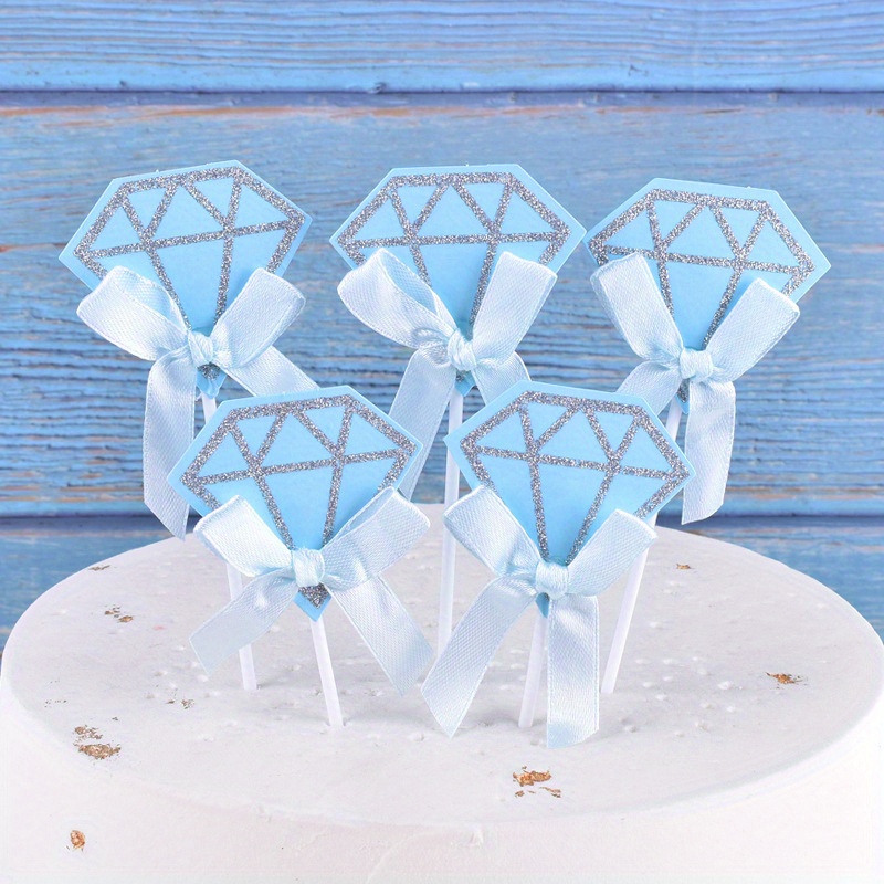 Wedding Cupcake Toppers Glitter Mini Diamond Ring Shape Cakes ...