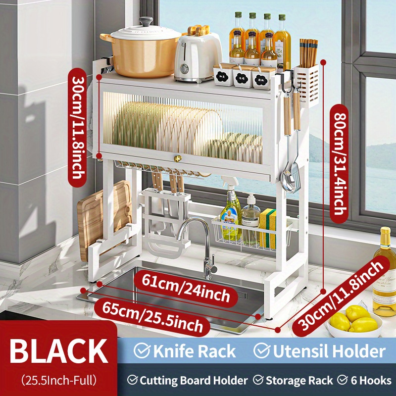 Simple Plastic Drying Rack Utensils Tools Color Black & White For Kitchen  Holder