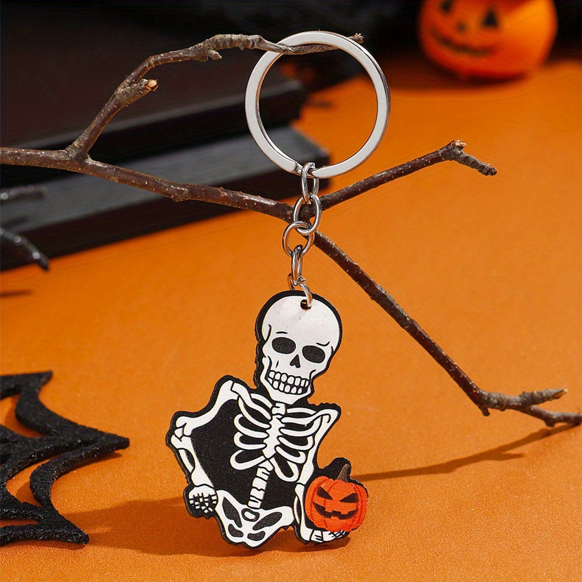 Skelett Halloween Geist Cartoon Schlüsselanhänger Kürbis Fledermaus  Autoschlüssel Anhänger Tasche Zubehör
