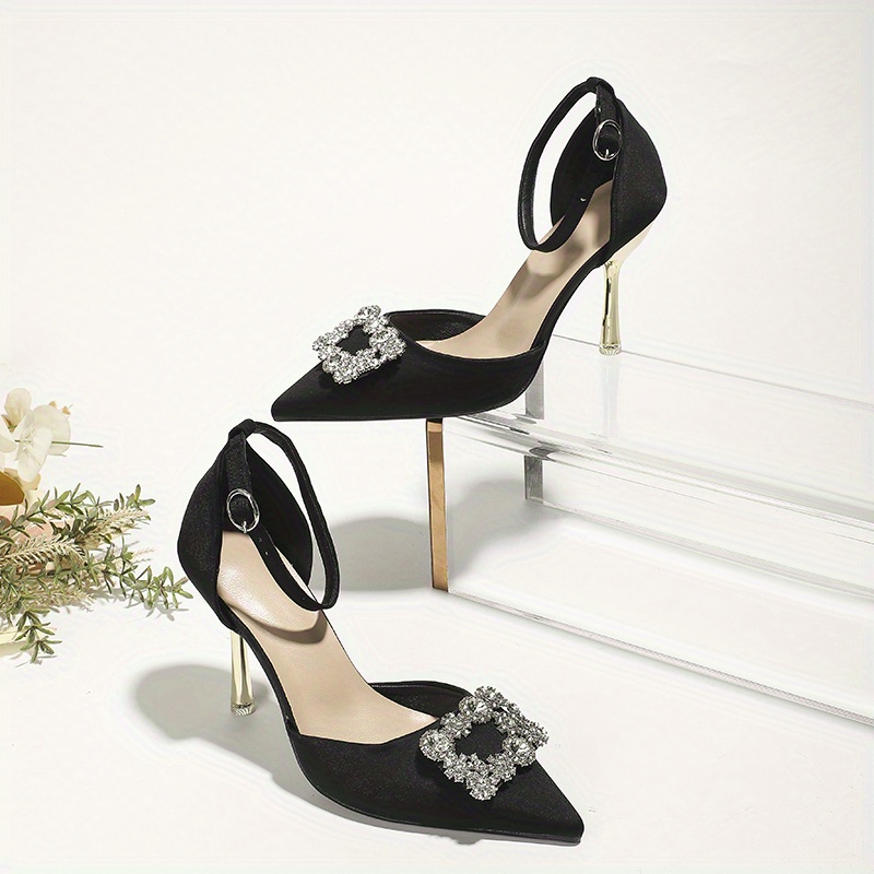 Black dress sandals with sales rhinestones