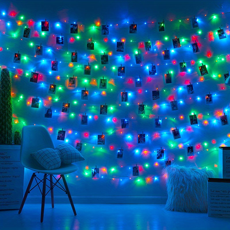 2024 Photo Clip String Lights,5m 50 Led Bedroom Twinkle Lights With Clear  Clips,battery Powered(not Included)