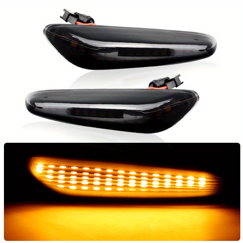 Sequential Amber LED Side Marker Turn Signal Light for BMW 1 3 5 Series E81  E82 E83 E87 E88 E90 E91 E92 E93 E60 E61, Smoked Lens Dynamic Front Fender