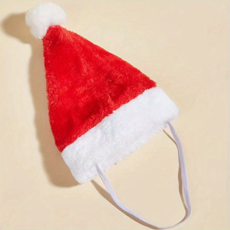TEMU Gorro Navideño de Peluche para Gatos y Perros - Accesorio Festivo, Gorra de Santa de Vellón