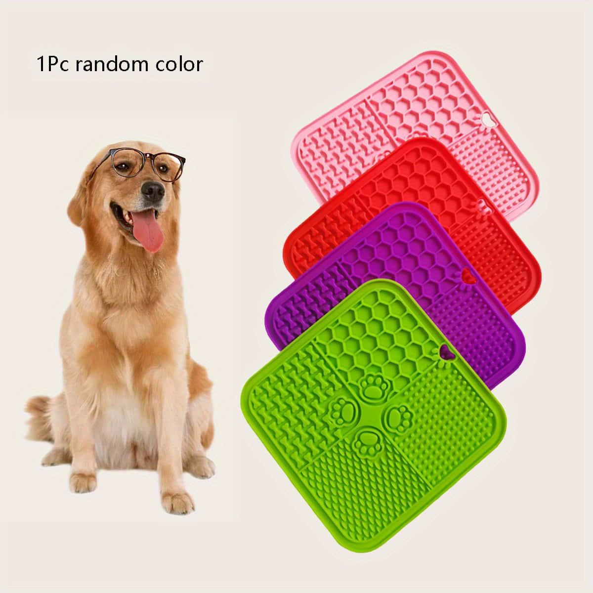 1pc Silicone Pet Slow Feeding Mat For Dogs, Random Color