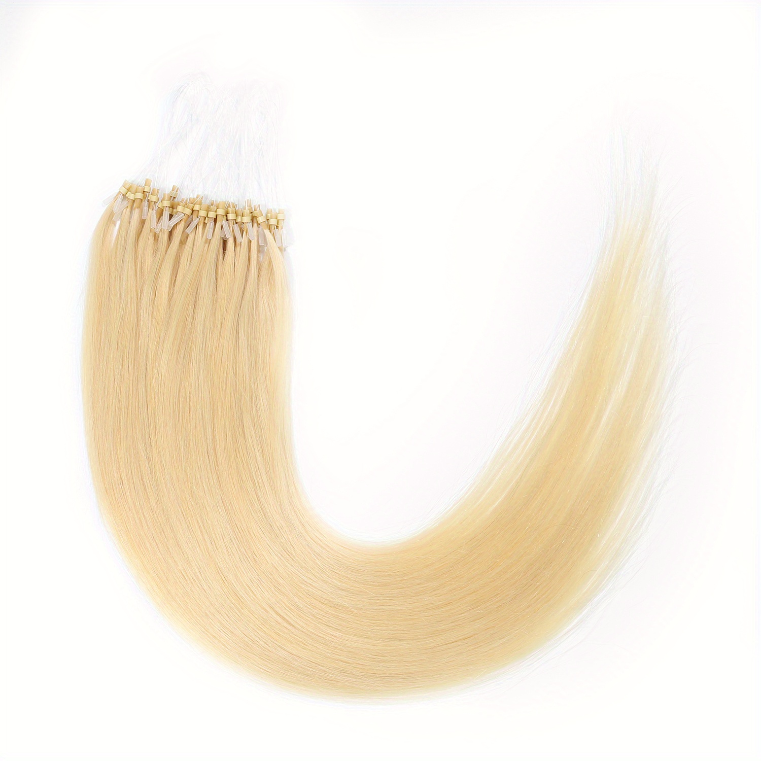 Ugeat Micro Beads Hair Extensions Human Hair Cold Fusion Hair White Blonde  Color Hair #60A Microlink Hair Extensions Human Hair Natural Soft Hair