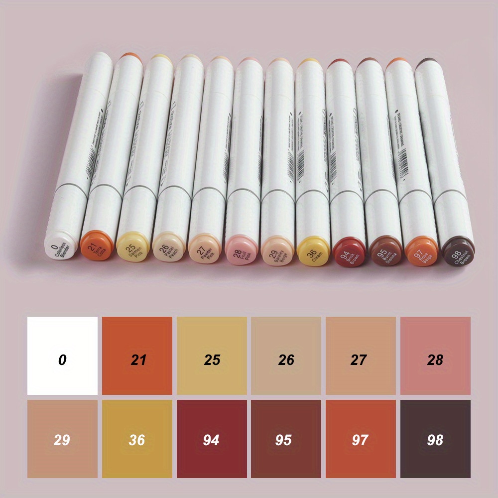 24 Colors Skin Tone Alcohol Markers Set, Dual Tip Drawing Markers