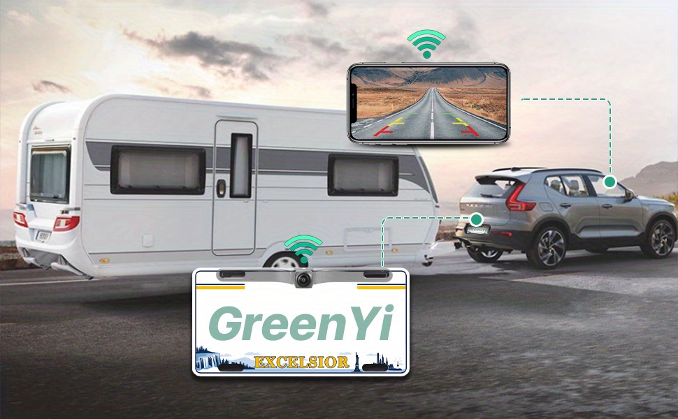 WiFi Car Wireless Backup Camera, GreenYi 5G 720P HD Car License Plate Rear  / Front View Reverse
