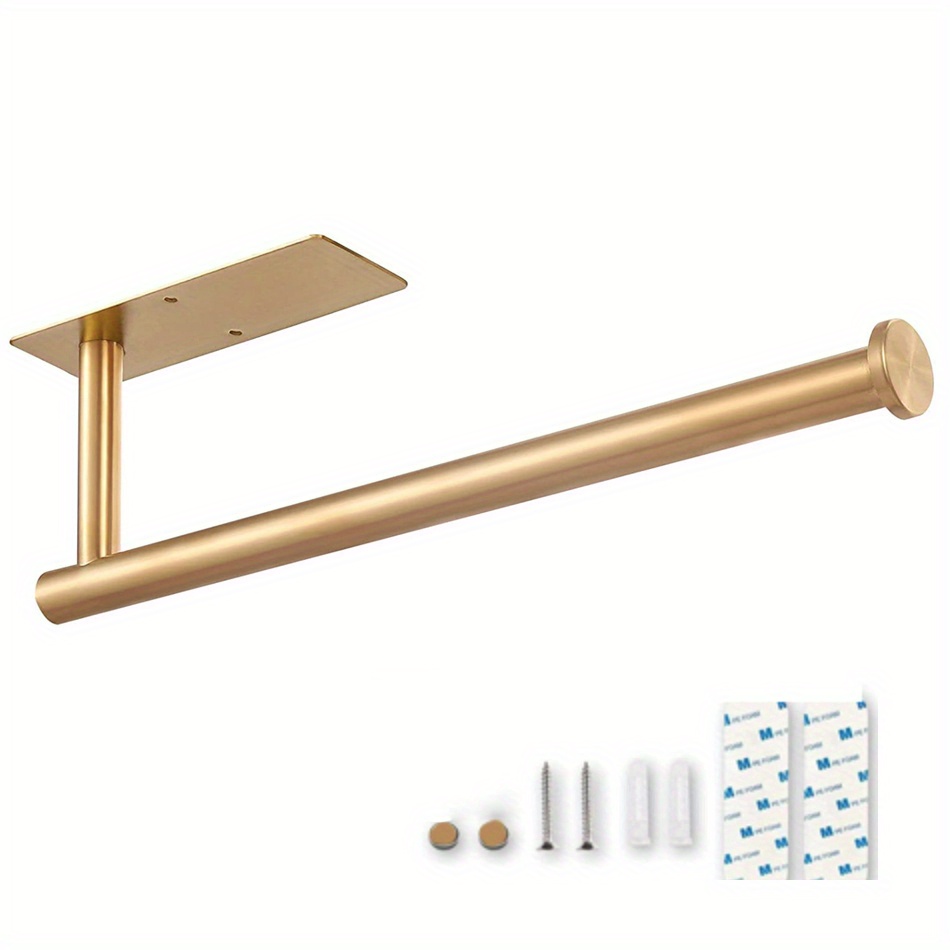 Adhesive Paper Holder 304 Stainless Steel Brushed Gold Black Bathroom  Kitchen WC Paper Towel Rack Shelf Long Tissue Roll Hanger