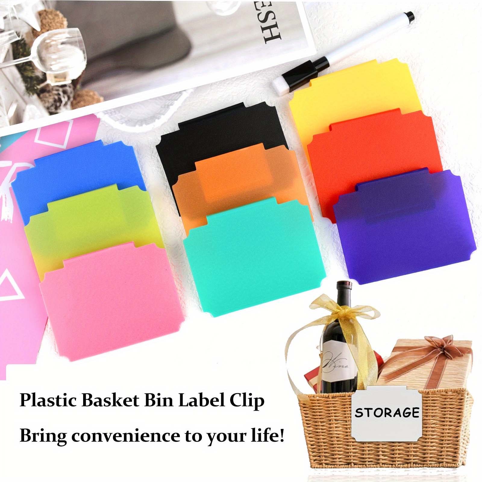 Basket Labels Clip On For Storage Bins: 20 Erasable Plastic - Temu