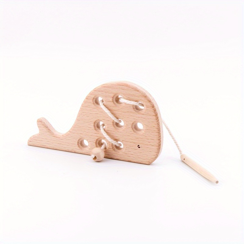 Montessori Wooden Toy Rattle Threading Board Educational Toy