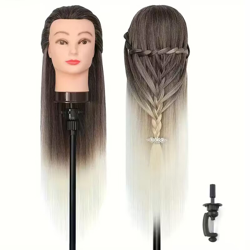 Mannequin Head 70% Female Mannequin Heads with Long Hair, Hairdresser  Training Head, Practice Hair Cutting, Curling, Braiding, Makeup, Styling