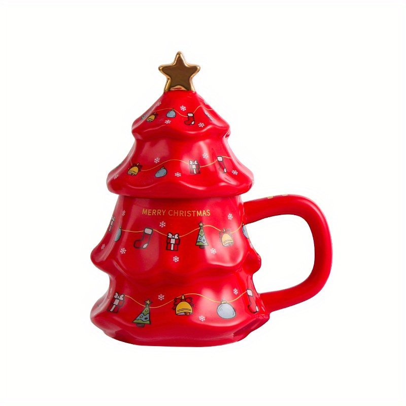 Handmade Red Pottery Mug Slim Ceramic Cup Unique Coffee Mug Danko Artisan  Pottery Christmas Gift 150ml Trees 