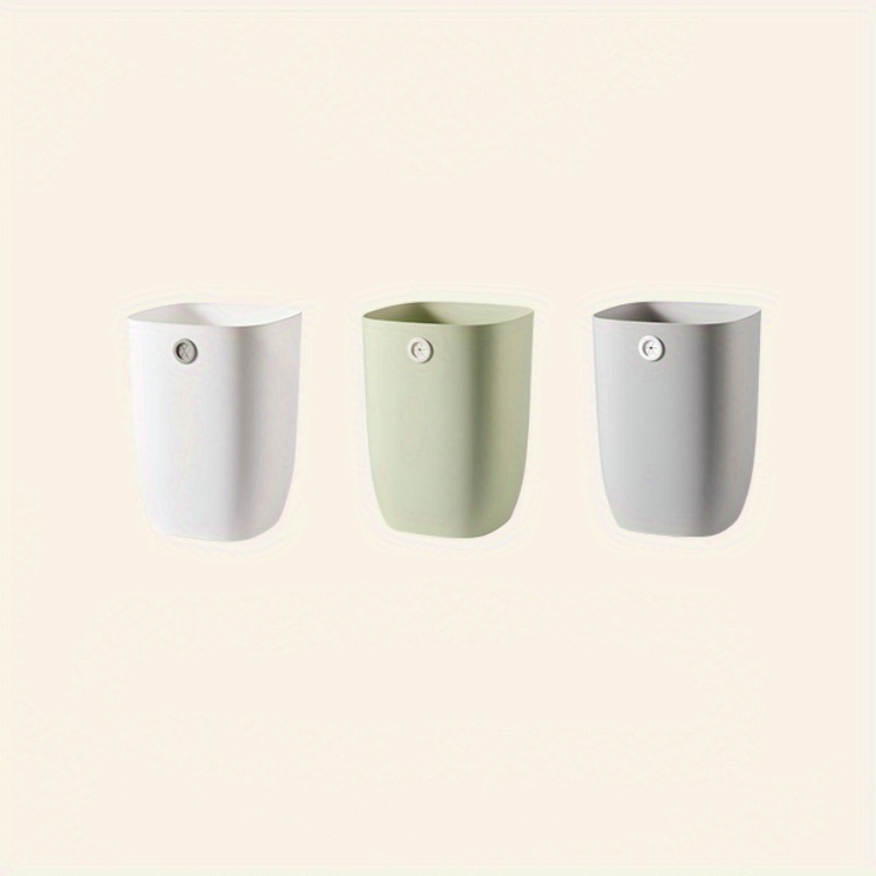 Solid Color Trash Can With Rubbish Bag Plug Minimalist Large - Temu