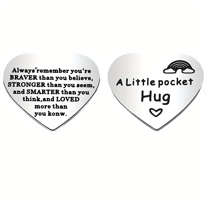 Funny pocket hug token keychain for men stainless steel double sided