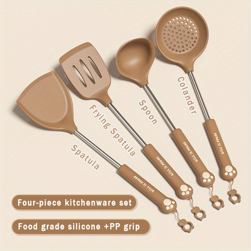 Cute Cat Paw Silicone Spatula Set Non stick Pot Spatula - Temu