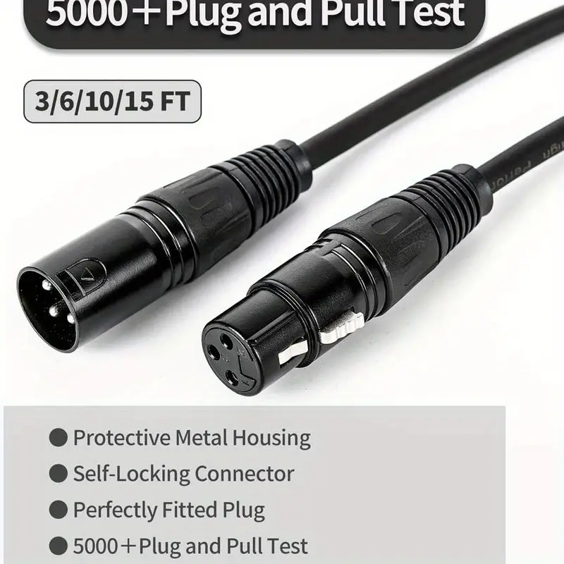 Xlr Microphone Cable Xlr Male To Xlr Female Balanced 3 Pin - Temu
