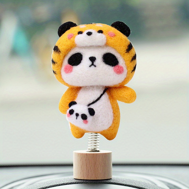 Children Handicraft Sewing Art Gift Decor Non-Finished DIY Material Package  Cartoon Animal Key Pendant Handmade Panda Wool Felt Kit Wool Felting  Package Doll Keychain Toy Doll DINOSAUR 