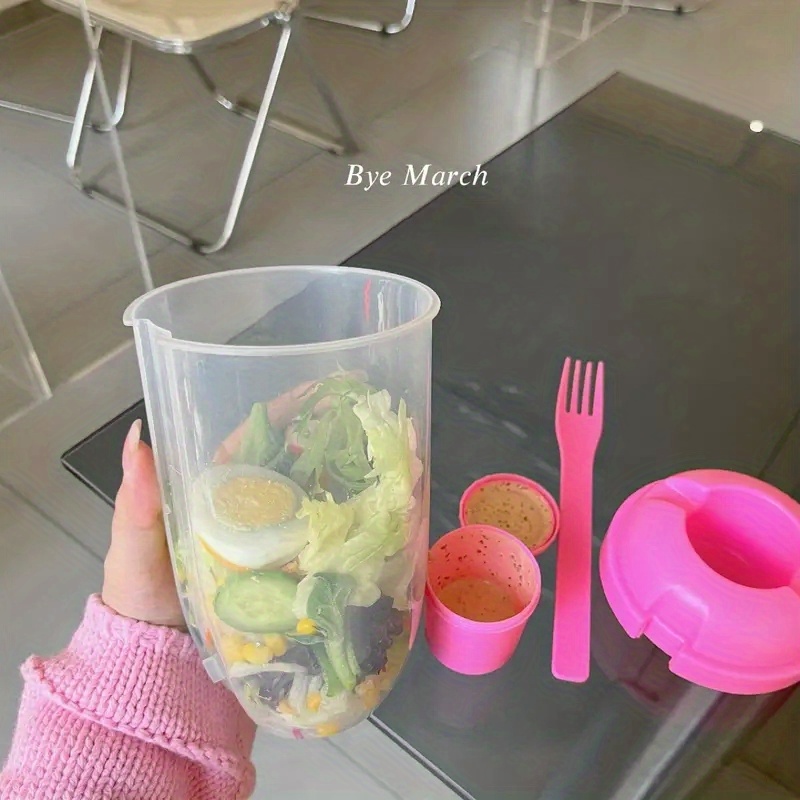 Leakproof Bpa Free Portable Double-layer Breakfast Cup With Fork - Perfect  For Yogurt, Oatmeal, Milk, Salad & Lunch! - Temu