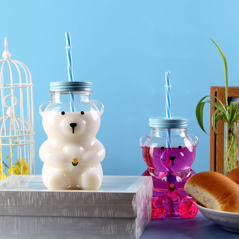 1pc Double-layer Heat Resistant Adorable Cartoon Bear Glass Cup