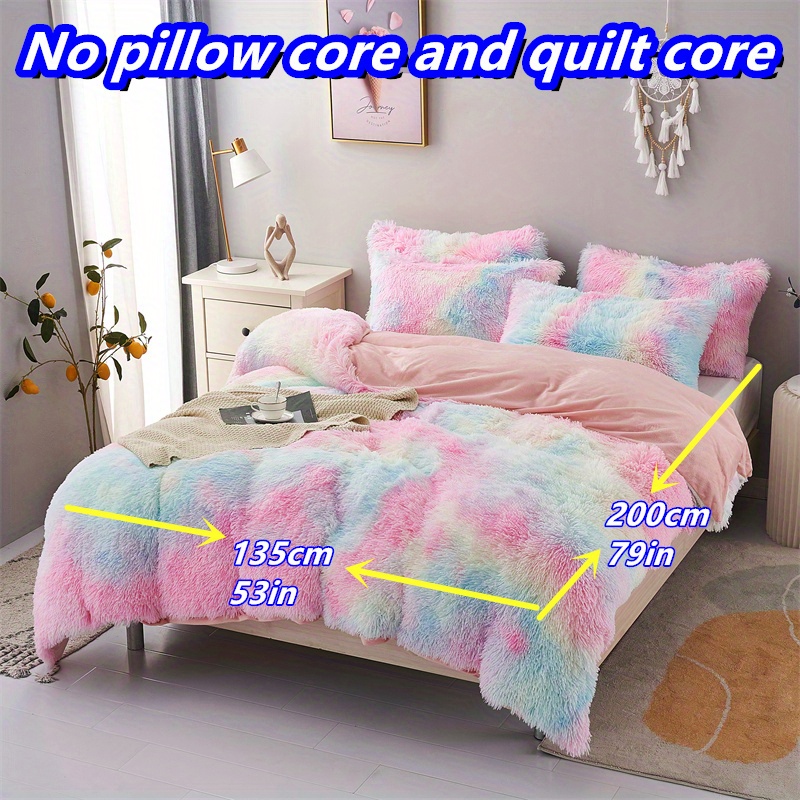 Long Plush Warm Polyester Bedroom Duvet Cover Pillowcase Set 3pcs (1pc Duvet Cover And 2pcs Pillowcases)