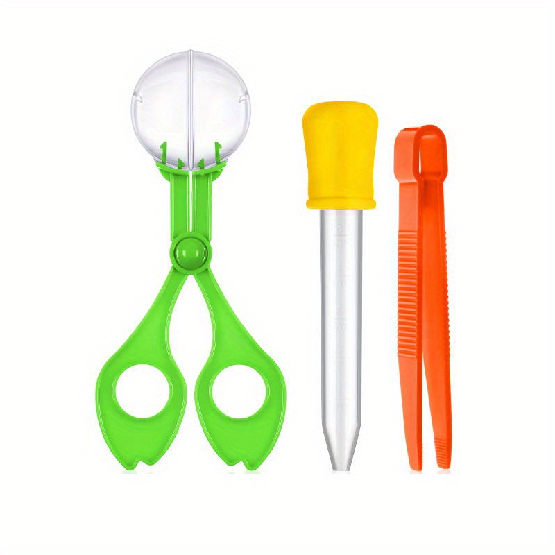 3pcs Fine Motor Skills Toy Set: Insect Scissor Clip, Tweezers, and Rubber-Tipped Pipette Insect Catcher, Science Sensory Learning Tool for Outdoor Exploration