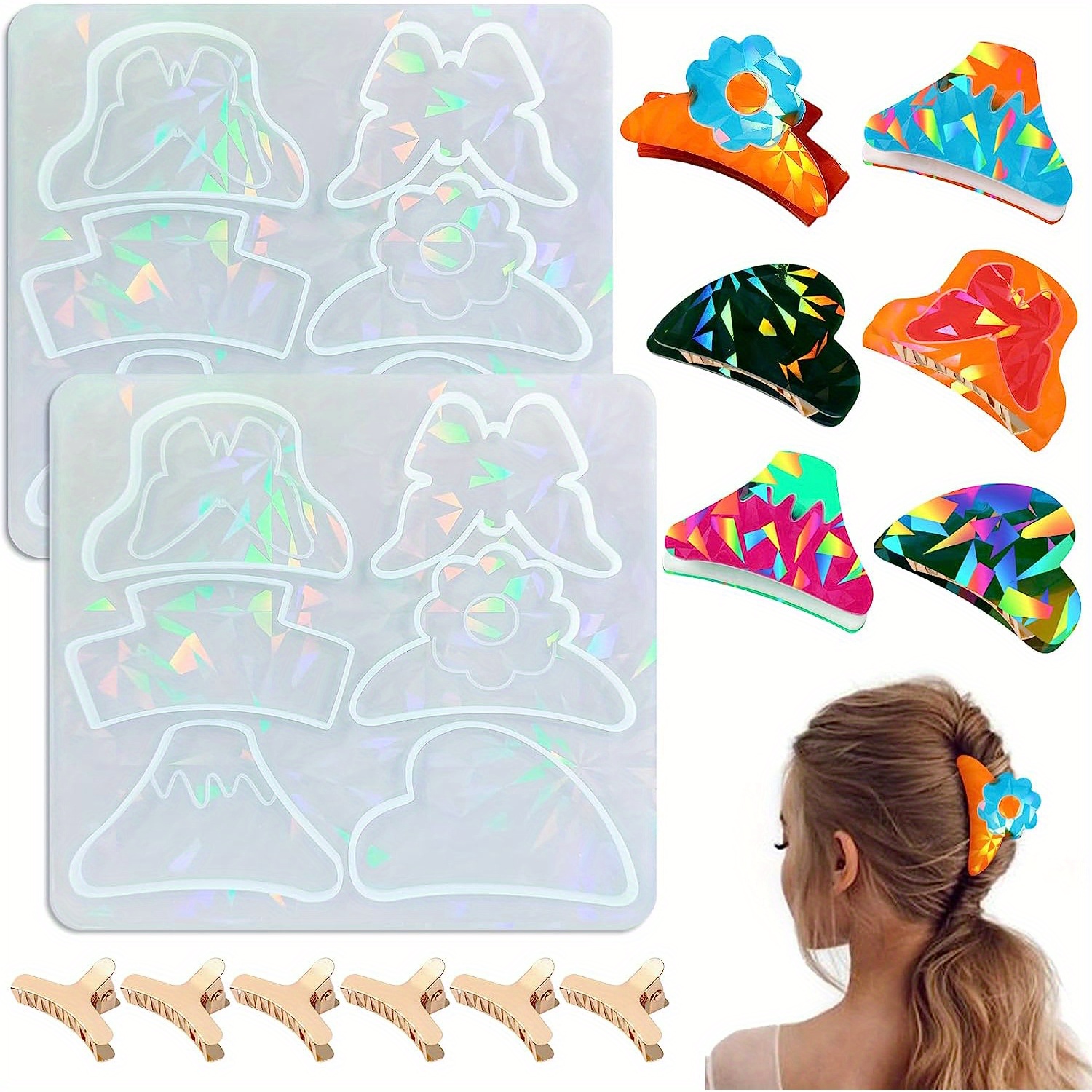 Hair Claw Clips Silicone Resin Molds Metal Geometric - Temu