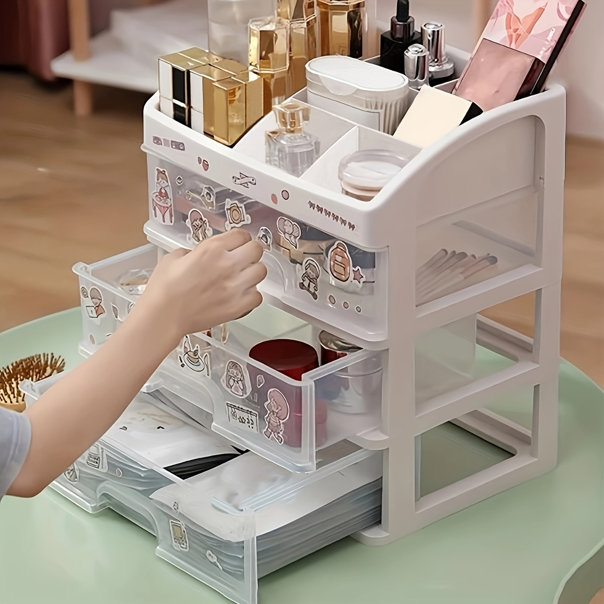 Bathroom Makeup Storage Cabinet Clear Drawer Storage Rack - Temu