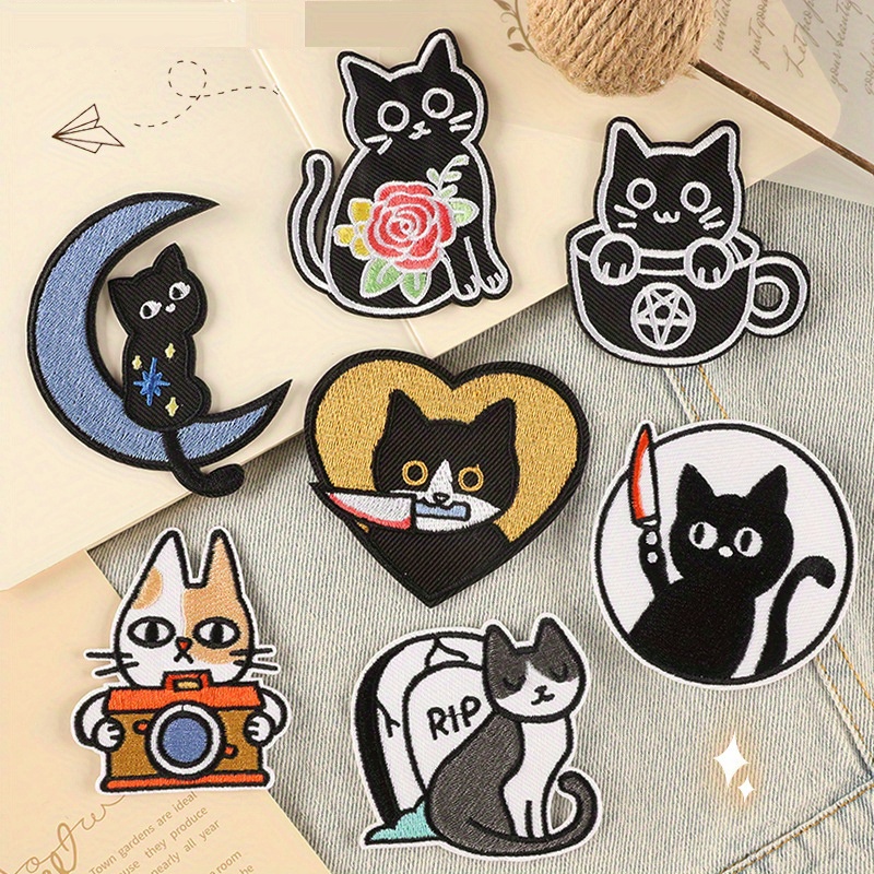 Embroidery Stickers Cartoon Skulls Cats Clothing Accessories - Temu