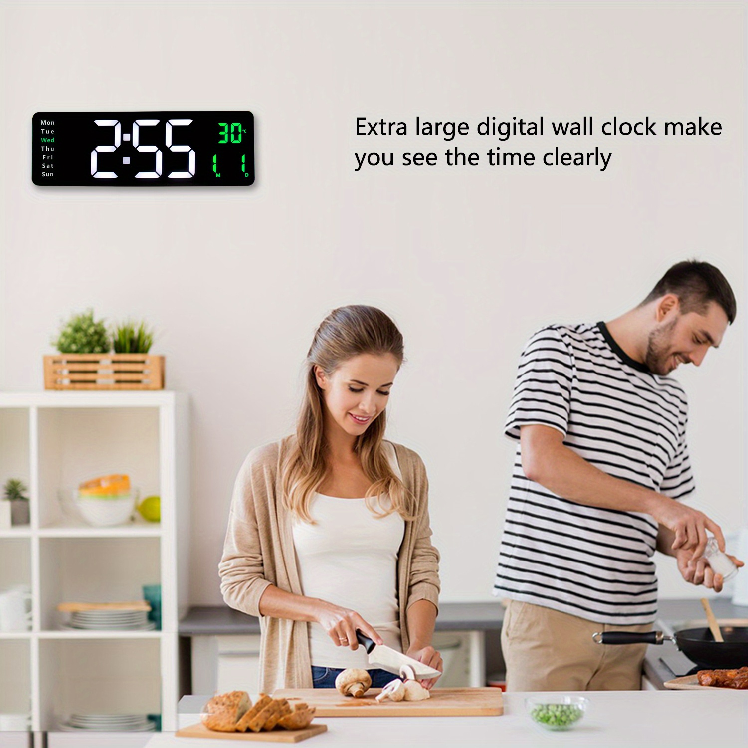 Digital Wall Clock Large Display Large Wall Clocks Led - Temu