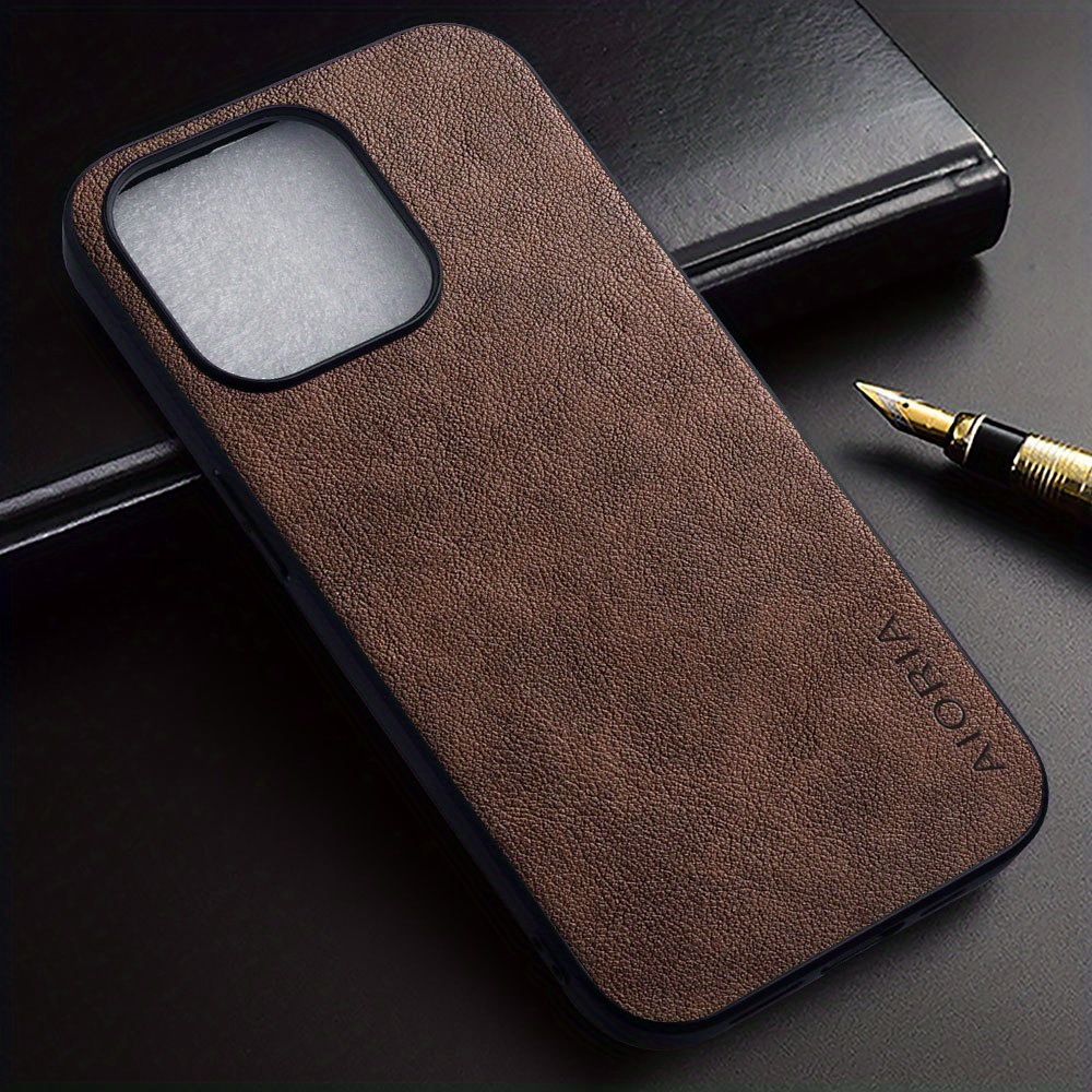 TEMU Phone Case - Premium Faux Leather Phone Case With A Retro Design, Fully Protective For Iphone 15 Pro Max And 16 Pro 5g