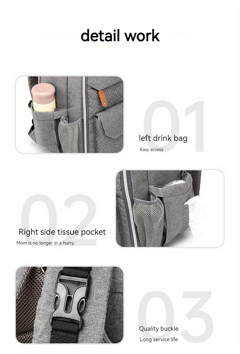 Large Capacity Mommy Bag, Multi-functional Portable Baby Storage Backpack  With Milk Bottle & Diaper Compartments - Temu