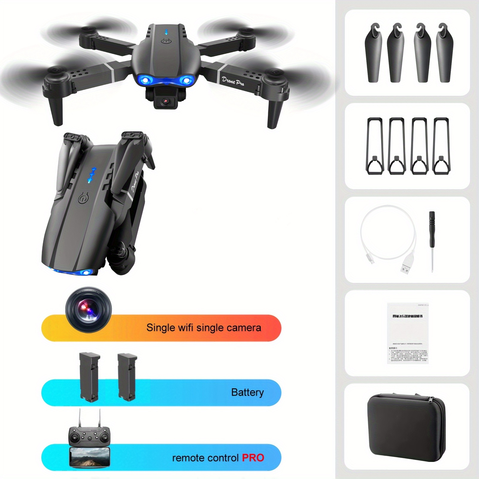 Acquista K3 Mini Droni Con Singola Fotocamera 4K Pieghevole a Tre Laterali  Evitamento a Tre Lati Professional 6-asse Giroscopio Quadcopter - Nero  dalla Cina